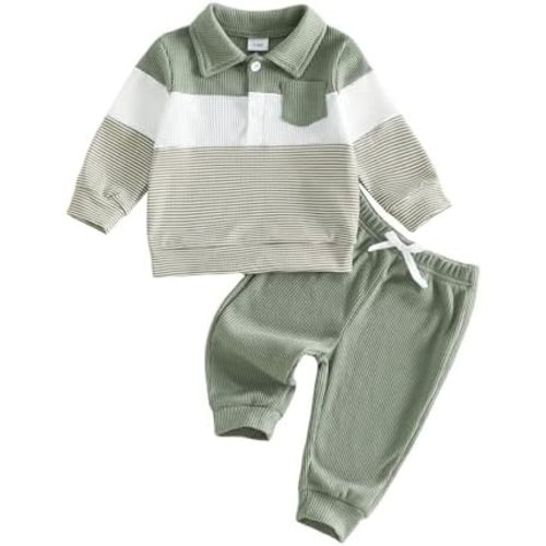 Thorn Tree Toddler Boy Fall Clothes Contrast Color Long Sleeve Sweatshirt Elastic Waist Pants Baby Outfits