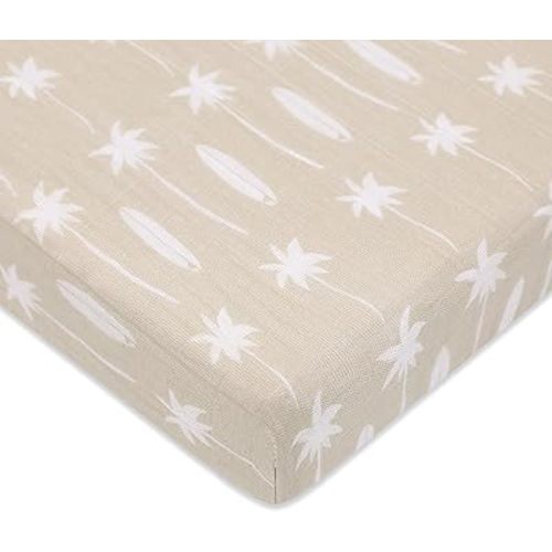 Babyletto 100% Organic Cotton Mini Crib Sheet, GOTS-Certified, Fitted 360°, Ultra-Soft and Breathable Muslin - Beach Bum
