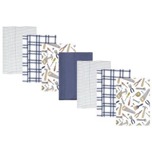 Hudson Baby Infant Boy Cotton Poly Flannel Burp Cloths, Construction Work 7-Pack, One Size