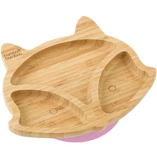Bamboo Fox Plate Suction Plate-Pink