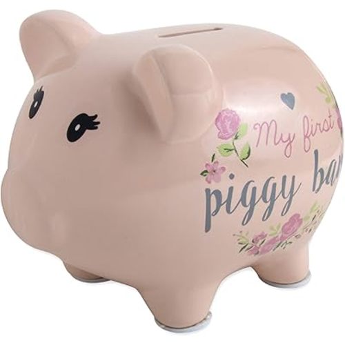 Baby Essentials My First Piggy Bank, Baby's First Piggy Banks for Boys and Girls (Flowers)