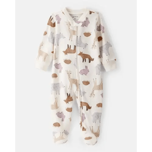 Baby Girl Fox Print 100% Cotton Long-Sleeve Sleep & Play Pajamas - Ivory | Carter's