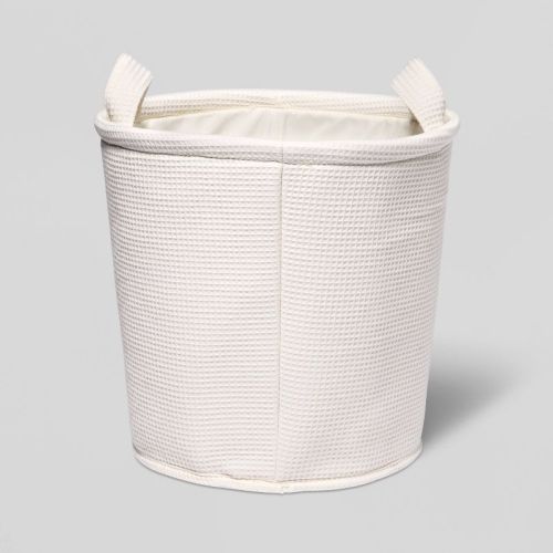 Large Waffle Kids' Storage Basket Cream - Pillowfort™: Circular Polyester Toy Organizer, Spot Clean, 13"x13"