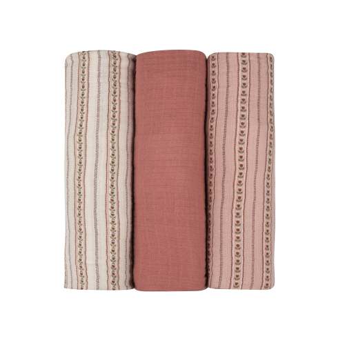 Baby Girl Muslin Swaddle Blanket 3-Pack | Jersey Cotton | Linear Tulip | Ely's & Co – Ely's & Co.