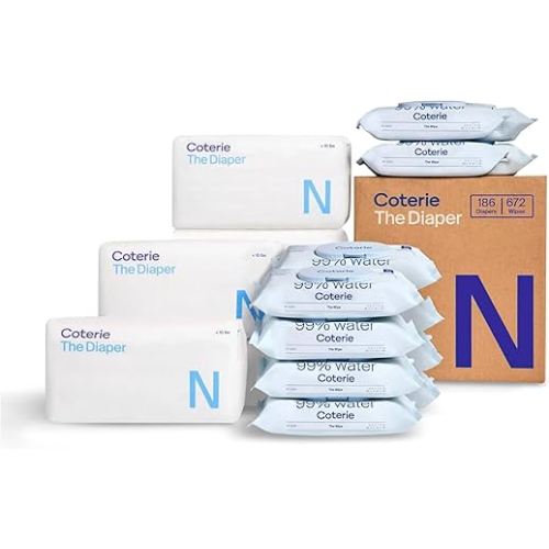 Baby Wipes & Diapers Kit - Nb (186 Count) + Wipes (12 Pack)