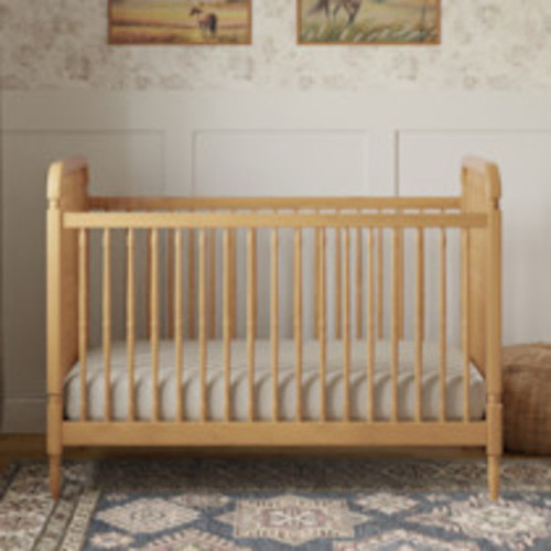 Namesake Liberty 3-in-1 Convertible Spindle Crib with Toddler Bed Conversion Kit - Honey
