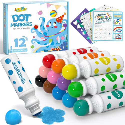 Jupitearth 38Pcs Arts and Crafts Washable Dot Markers for Toddlers