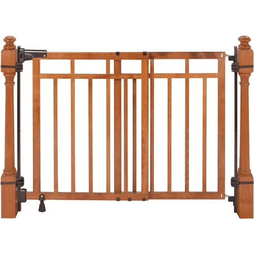 Summer Infant Wood Banister & Stair Safety Pet and Baby Gate, 32"-48" Wide, 33" Tall, Install Banister to Banister or Wall, or Wall to Wall in Doorway or Stairway, Banister and Hardware Mounts - Oak