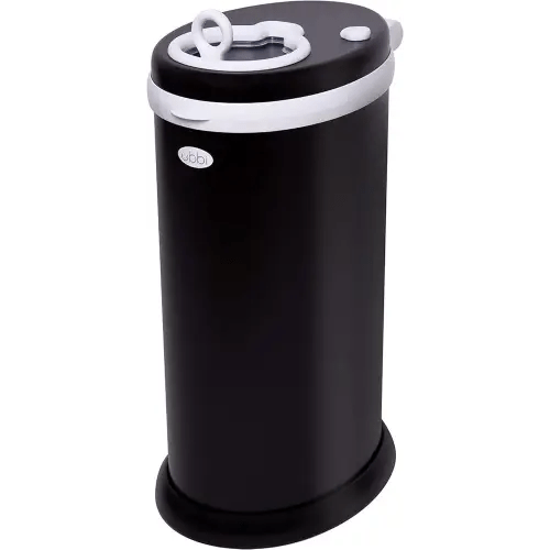 Ubbi Steel Diaper Pail, Odor Locking, No Special Bag Required, Award-Winning, Registry Must-Have, Matte Black