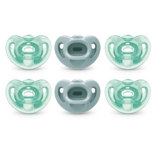NUK 6pk Comfy Pacifier 0-6 Months, Color: Blue/Green