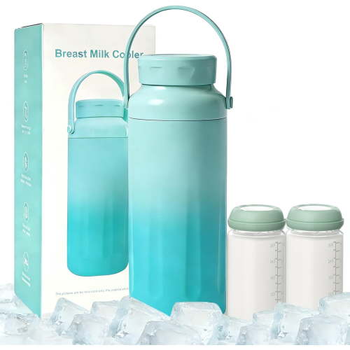 22oz Portable Breast Milk Cooler - 24H All-Round Cooling, BPA-Free 2-Pack Storage Bottles Included, Ideal for Outdoor & Travel Use