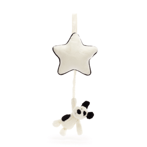 Jellycat Bashful Black & Cream Puppy Musical Pull