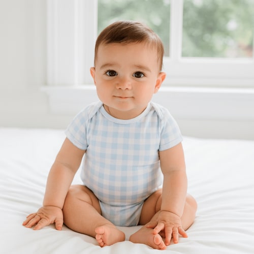Baby Checks Bodysuit - Blue