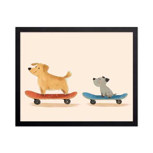 Nursery Print - Skateboarding Dogs Poster - Playful Animal Art - Whimsical Nursery Housewarming Gift - Fun Dog Wall Art