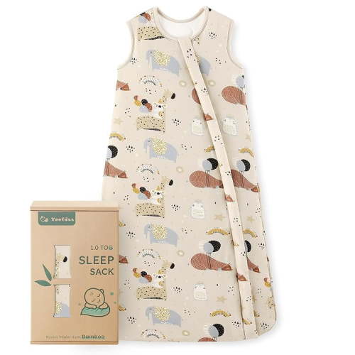 Rayon Made from Bamboo Baby Sleep Sack 6-12 Months 1.0 Tog Baby Wearable Blanket, Super Soft Infant Toddler Sleeping Sack 2-Way Zipper