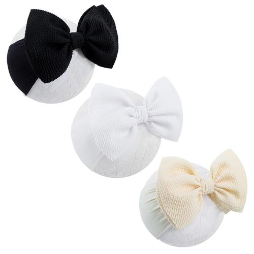 6'' Large Tied Bow Baby Headbands Handmade Hairbands with Bows High Stretchy Soft Nylon Headbands Baby Hair Accessories for Infant Baby Girls Black White Beige