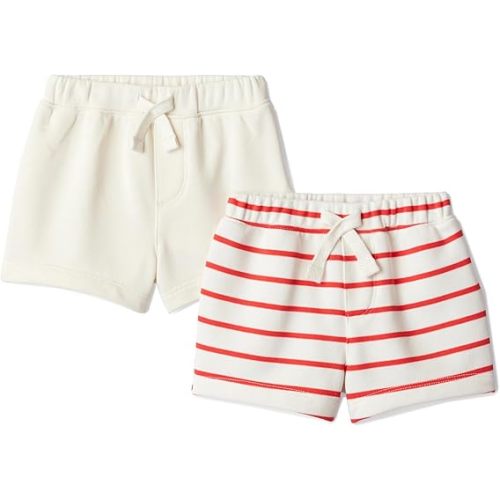 Amazon Essentials x Sofia Grainge Toddlers and Baby Boys' Pull-On Knit French Terry Shorts, Pack of 2