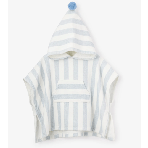 Blue Stripe Hooded Terry Poncho – Elegant Baby