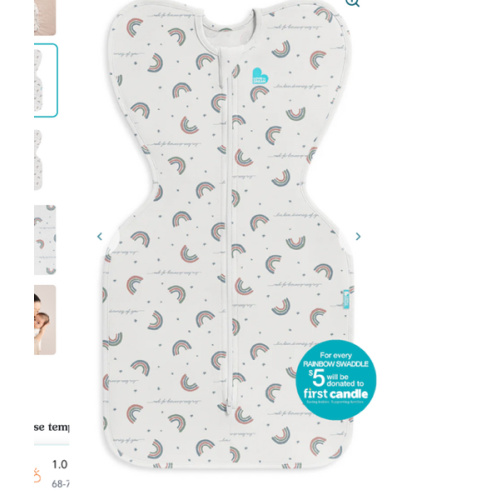 Swaddle Up™ 1.0 TOG Cotton White Rainbow Dream