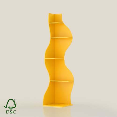 YOWOS Flamenco Wave Display Shelf Wood Yellow 53.6"H
