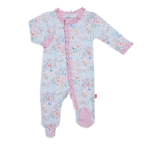 Magnetic Me Girls Modal Magnetic Baby Footie Pajamas | Silky Soft Modal Fabric | Baby Sleepers Available Sizes PRE - 24M
