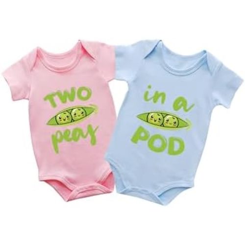Baby Twins Bodysuits Two Peas Ina Pod Newborn Baby Clothes Cute Toddler Outfits Infant Unisex Romper