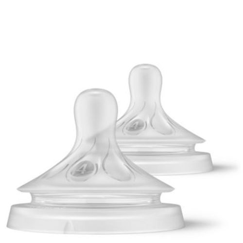 Philips Avent 2-Pack 3M+ Nipple Flow 4 Natural Response Nipples - CLEAR - FAST