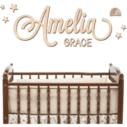 Personalized Name Sign for Nursery - Custom Wooden Name Signs for Kids Room, Personalized Nursery Name Sign - Perfect Baby Room Decor, Wall Name Decoration & Wedding signs, Family Name Signs (First Name & Middle Name)