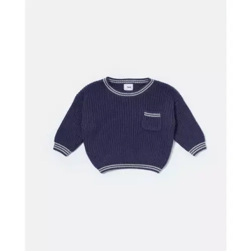 Brands We Love Boxy Sweater Tennis Chunky - Navy/Pearl Grey by Janie and Jack