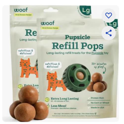 Woof Pupsicle Pops Refills Chicken & Peanut Butter Grain-Free Lickable Dog Treats