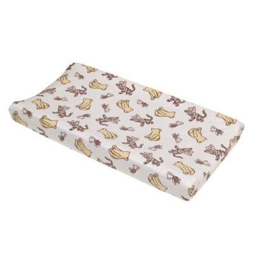 NoJo Disney Classic Pooh Hunny Fun with Piglet and Tigger White and Taupe Super Soft Changing Pad Cover