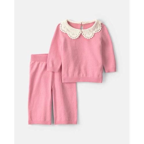 Baby Girl 2-Piece Long-Sleeve Sweater Top & Pant Set - Pink | Carter's