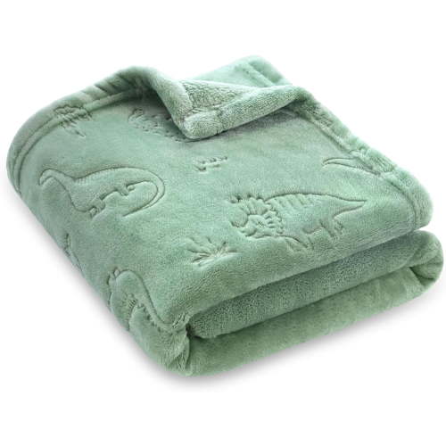 BORITAR Baby Blanket for Boys Girls, Ultra Soft Warm 3D Animal Print Blanket for Newborn Infant Toddler, Fleece Fluffy Blanket for Crib, Stroller (30x40 Inches, Sage Green)
