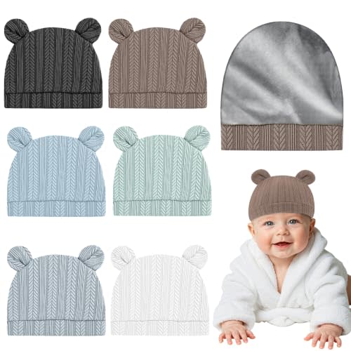 6 Pcs Satin Lined Newborn Baby Hats Baby Bonnets Newborn Hats for Girl