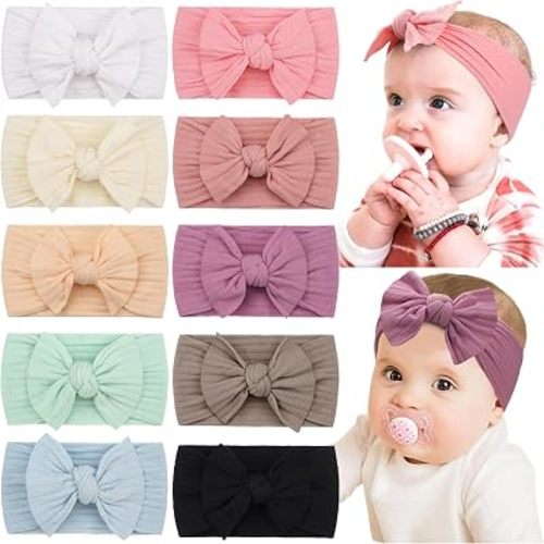 10 Colors Super Stretchy Soft Knot Hair Bows Baby Girl Headbands