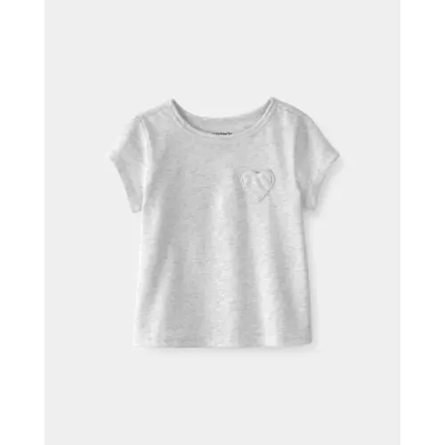 Baby Girl Heart Pocket Top - Grey | Carter's