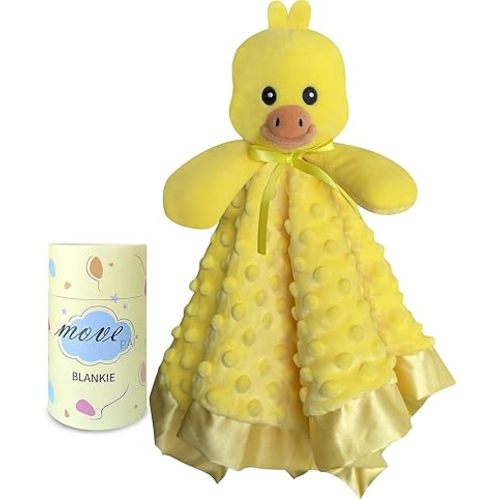 Loveys for Babies, Soft Baby Security Blanket Lovies for Babies, Stuffed Animals Blankie for Newborn Infant with Baby Snuggle Toy, Boys Gilrs Gifts Yellow Duck Security Blanket 16 Inch