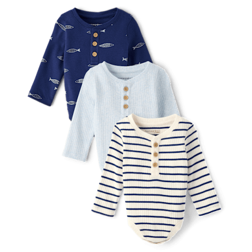 Baby Boys Fish Henley Bodysuit 3-Pack - Homegrown by Gymboree - Multi