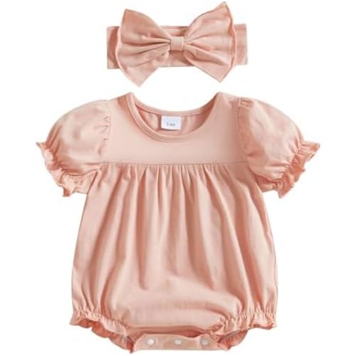 woshilaocai Baby Girls Spring Summer Clothes Newborn Smocked Romper Bubble Vintage Bodysuit Outfit