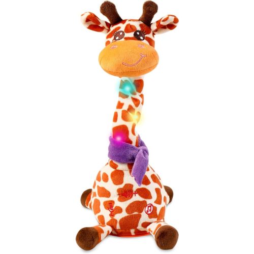 Dancing Talking Giraffe Toy, Stuffed Animal Baby Toy Repeating What You Say, Glowing Musical Electronic Giraffe Gifts for Toddlers 1-3 Years Old (New Giraffe)