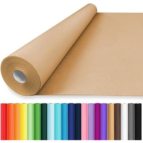 36"x 2400" (200') Brown Wrapping Paper Large Roll, Craft Paper for Bulletin Board Art Crafts Packing Wrap Moving Shipping Poster Floor Covering Crafting Drawing Craft Table Runner 70GSM 55LB
