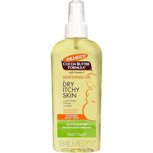 Palmer's Soothing Body Oil, Cocoa Butter Anti-Itch Formula (5.1 Oz) | Body Oil with Vitamin E, Collagen, Elastin, Soothes, Moisturizes and Softens for Dry, Itchy Skin Relief, 48 Hour Moisture