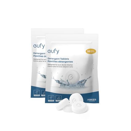 eufy Security Baby Bottle Washer, Detergent Tablets, 60 Count (2-Pack) | Deep Cleaning for Spotless Bottles, Pump Parts & Feeding Essentials. Removes Milk Residue, BPA-Free.