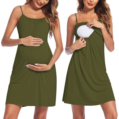 Ekouaer Womens Nursing Nightgown Breastfeeding Dress Maternity Sleepwear