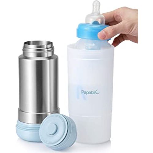 Papablic Portable Travel Baby Bottle Warmer On The Go, Fits Most Car Cup Holders, 12 oz