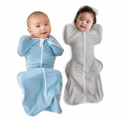 Love to Dream Swaddle UP Original 1.0 TOG Sleep Sack 2-Pack, Small 8-13 lbs – Gray & Dusty Blue, Arms-Up Self-Soothing Swaddles