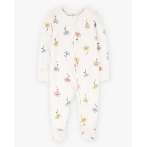 Baby Girl Floral Print 2-Way Zip PurelySoft Sleep & Play Pajamas - Ivory - Carter's | Carter's