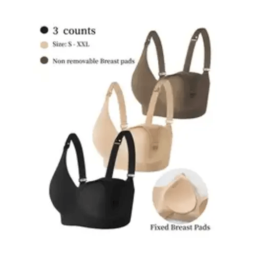 3-Pack Pregnant Nursing Bras, Fixed Non-Removable Pads, Seamless Comfort, Pregnancy & Breastfeeding Bras, Seamless Maternity Bras, Elegant All-Season Style - TikTok Shop
