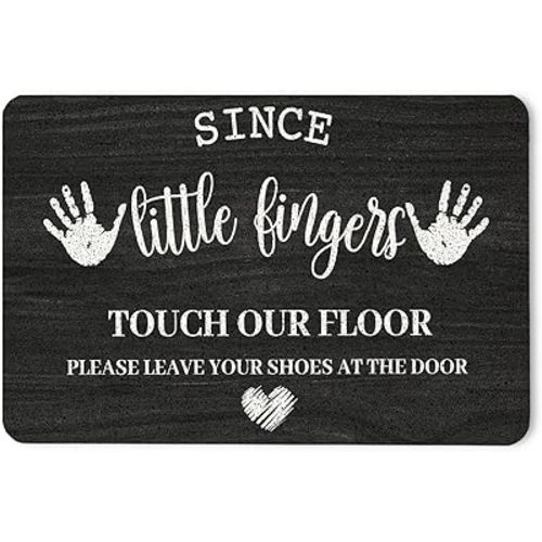 Funny Shoes Off Door Mat, Since Little Fingers Touch Our Floor Please Leave Your Shoes at The Door Mat for Indoor Outdoor Entrance Porch, Funny Welcome Mats Doormats Outside, 17x30 Inch
