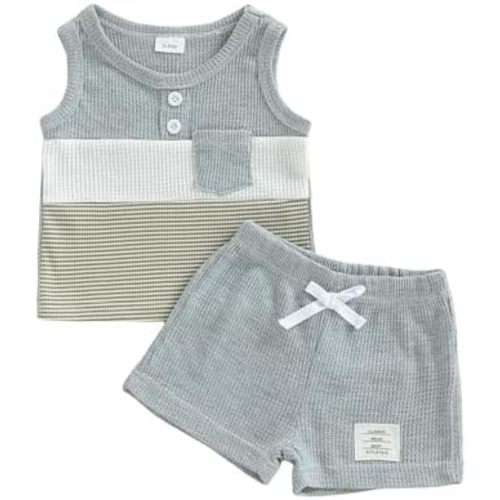 Baby Boys Clothes Set Casual Linen Tank Tops Shirt And Shorts Set 3 6 9 12 24 Months 1t 2t 3t Summer Outfit